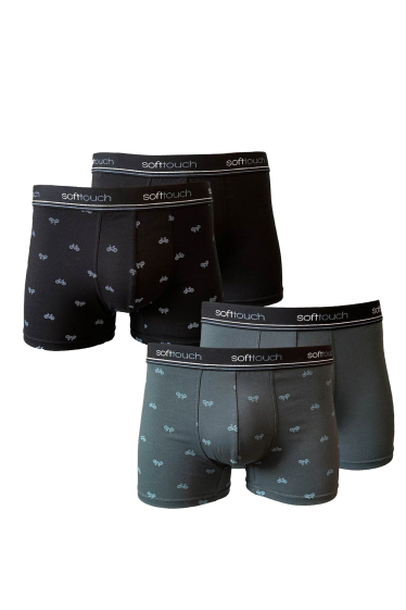 Wholesaler Mentex Homme - Men's plain cotton boxers with bicycle pattern