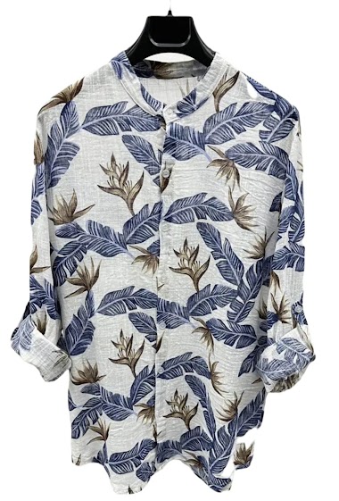 Wholesaler Mentex Homme - Feather pattern cotton mandarin collar shirt