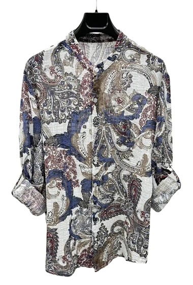 Wholesaler Mentex Homme - Patterned cotton mandarin collar shirt