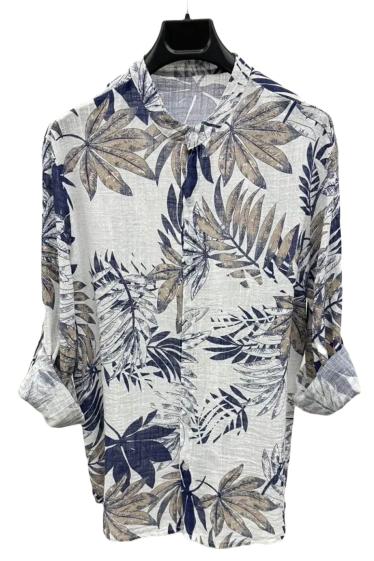 Wholesaler Mentex Homme - Cotton leaf mandarin collar shirt