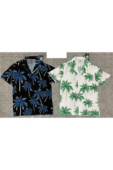 Wholesaler Mentex Homme - Short-sleeved palm tree rayon shirt