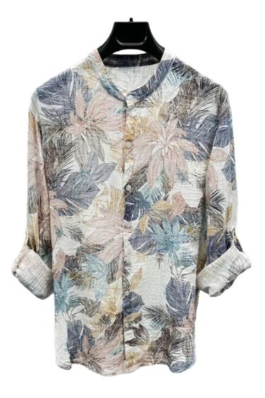 Wholesaler Mentex Homme - Multicolored floral cotton mandarin collar shirt