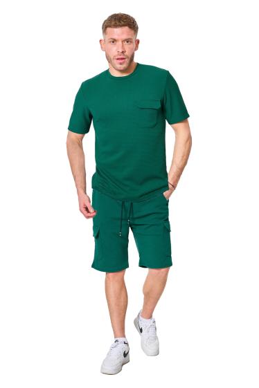 Großhändler Mentex Homme - Effen setje met T-shirt en korte broek