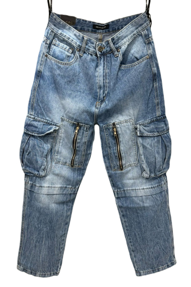 Wholesaler Mentex Homme - Men's wide-leg jeans in washed effect cargo style