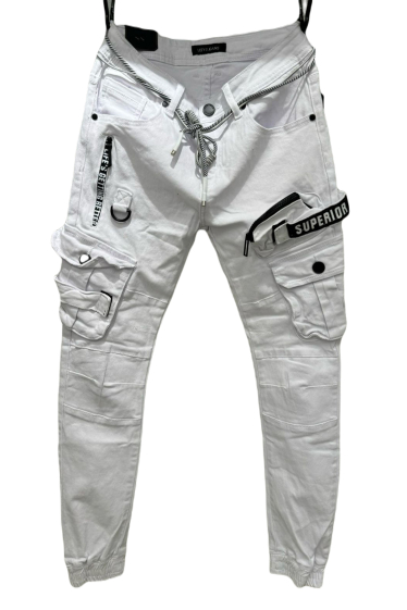 Wholesaler Mentex Homme - Men's white cargo style jeans