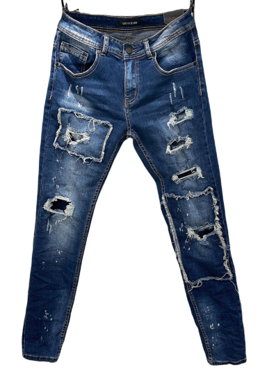 Wholesaler Mentex Homme - Men's blue jeans with faded ripped effect