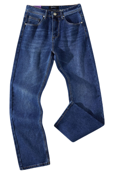 Wholesaler Mentex Homme - Men's straight cut blue jeans with faded effect