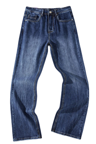 Wholesaler Mentex Homme - Men's wide-cut blue jeans with faded effect