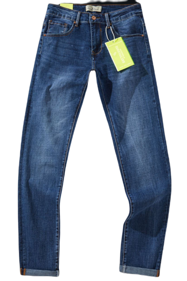 Wholesaler Mentex Homme - Men's slim fit blue jeans with faded effect
