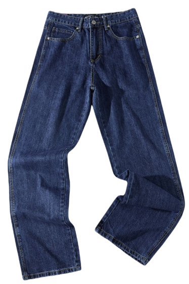 Grossiste Mentex Homme - Jeans bleu simple large coton coupe droite