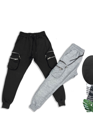 Grossiste Mentex Homme - Pantalon jogging style cargo à motif avec cordon et poche zip