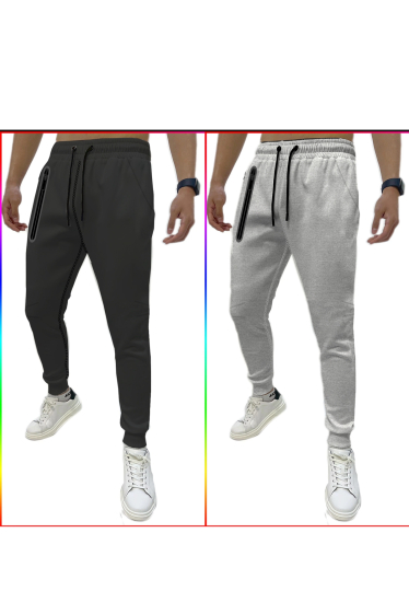 Grossiste Mentex Homme - Pantalon jogging uni style cargo avec cordon poche zip
