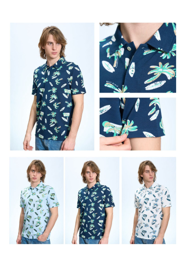 Wholesaler Mentex Homme - Surfboard palm tree polo shirt