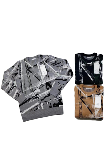 Wholesaler Mentex Homme - Long-sleeved round-neck sweater with pattern