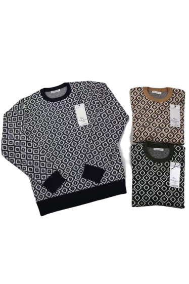 Wholesaler Mentex Homme - Long-sleeved round-neck sweater with pattern