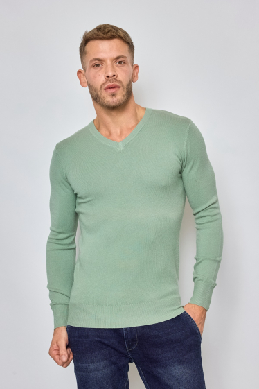 Wholesaler Mentex Homme - Men's plain V-neck long-sleeved sweaters