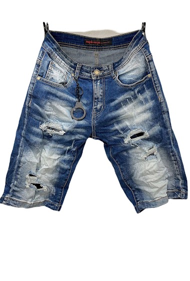 Wholesaler Mentex Homme - Men's worn washed effect denim shorts