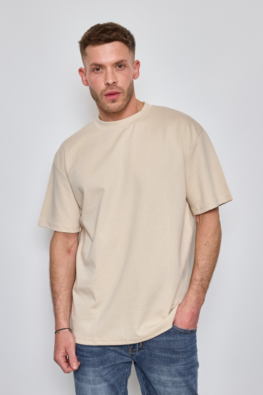 Grossiste Mentex Homme - T-shirt oversize uni manche courtes col rond