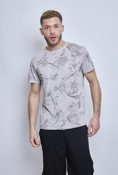 Wholesaler Mentex Homme - Floral short-sleeved round-neck cotton t-shirts