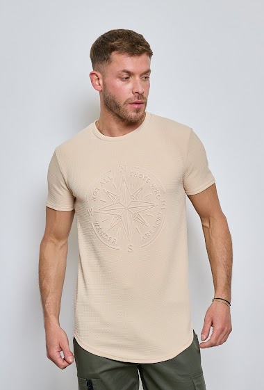 Grossiste Mentex Homme - T-shirts uni manches courtes col rond boussol