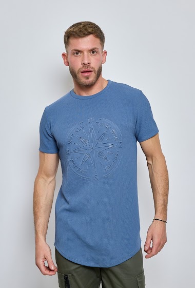 Wholesaler Mentex Homme - Plain short sleeve round neck compass t-shirts