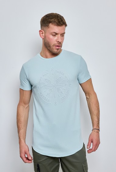 Großhändler Mentex Homme - Effen kompas-T-shirts met korte mouwen en ronde hals
