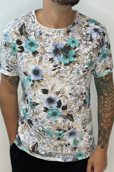 Grossiste Mentex Homme - T-shirts coton manches courtes col rond fleuris