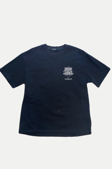 Grossiste Mentex Homme - T-shirts oversize coton manches courtes col rond avec motif