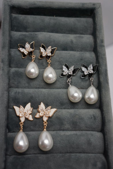 Grossiste MET-MOI - Boucles d'oreilles papillon et perles