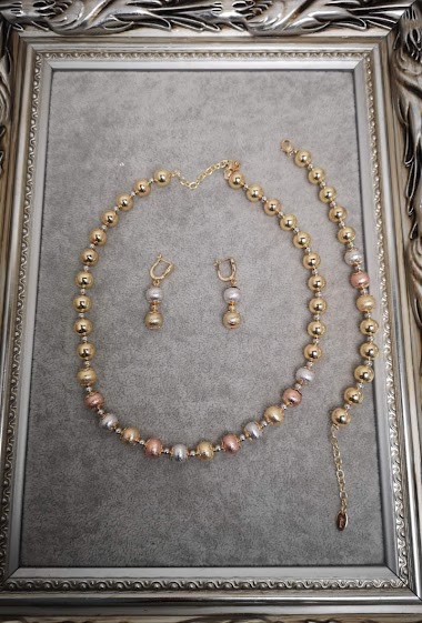 Mayorista MET-MOI - Rhodium necklace,earrings and bracelet