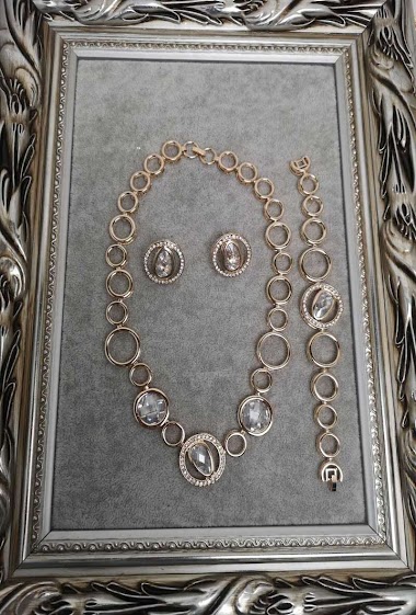 Wholesaler MET-MOI - Rhodium necklace,earrings and bracelet