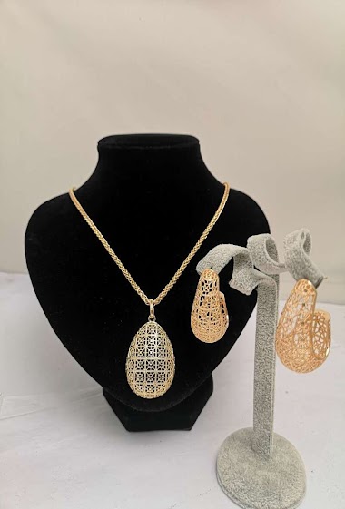 Mayorista MET-MOI - Rhodium necklace and earrings