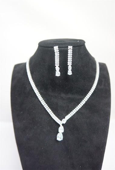 Wholesaler MET-MOI - Necklace set with earrings in copper and zircon