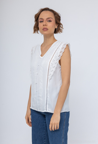 Wholesaler M&G Monogram - V-neck blouse with lace and faux buttons