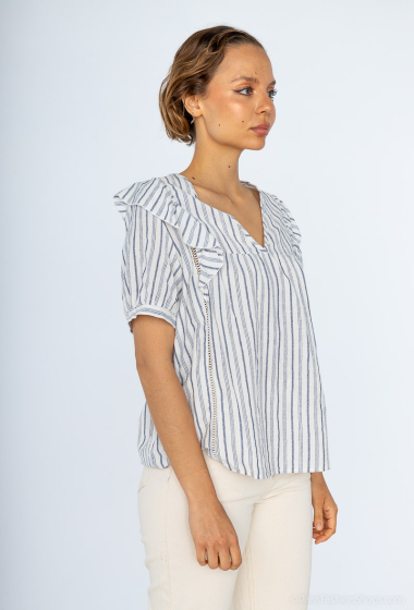 Wholesaler M&G Monogram - Striped cotton blouse with shoulder ruffles
