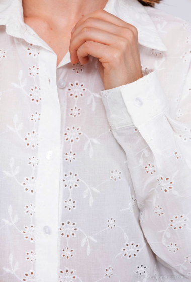 Mayorista M&G Monogram - Camisa de algodón con bordado inglés.