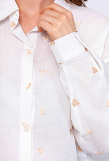 Wholesaler M&G Monogram - Cotton shirt with embroidered hearts