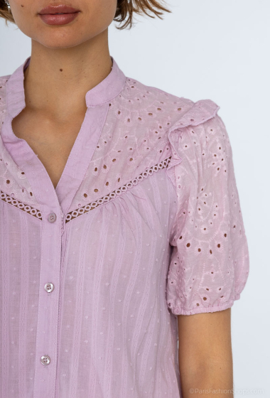 Wholesaler M&G Monogram - Cotton plumetis shirt with English embroidery