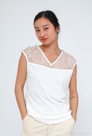 Wholesaler M&G Monogram - Tank top with lace and buttons on shoulders