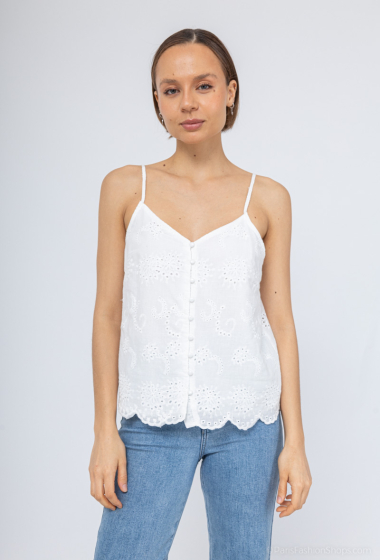 Wholesaler M&G Monogram - Buttoned cotton tank top with English embroidery