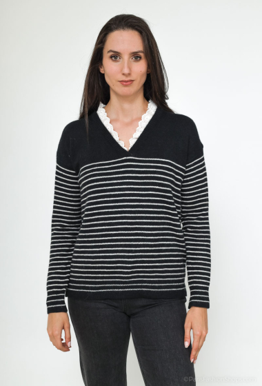Wholesaler M&G Monogram - Striped sweater with lace