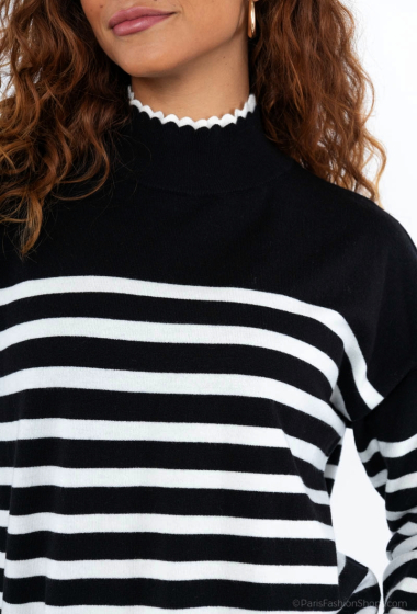 Wholesaler M&G Monogram - Striped sweater with double stand-up collar