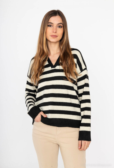 Wholesaler M&G Monogram - Striped sweater with sequins and shiny threads