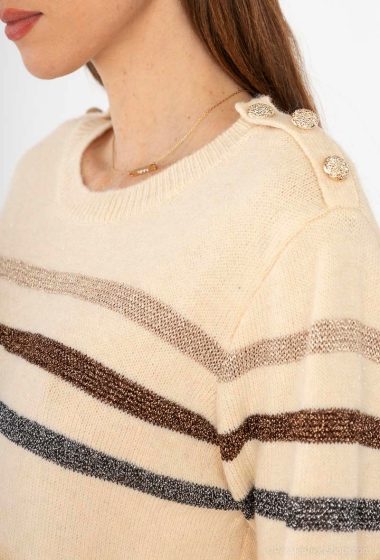 Wholesaler M&G Monogram - Striped lurex sweater with buttons on the shoulders and cuffs