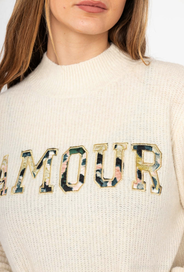Wholesaler M&G Monogram - Embroidered “AMOUR” sweater with funnel neck