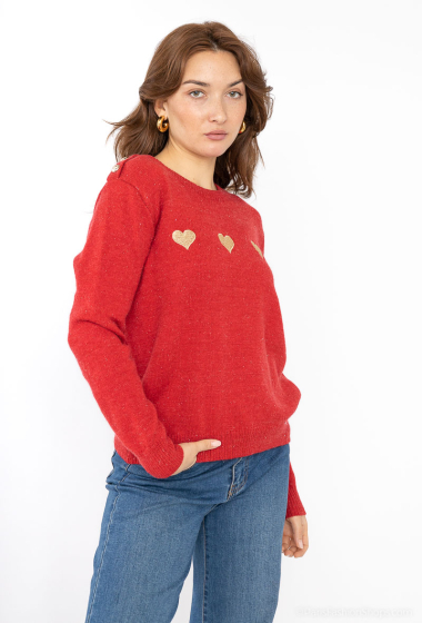 Wholesaler M&G Monogram - Sweater with embroidered hearts and shiny threads