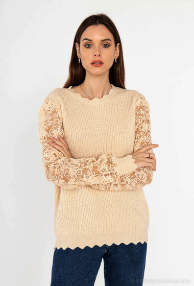 Wholesaler M&G Monogram - Sweater with shiny threads and lace sleeves