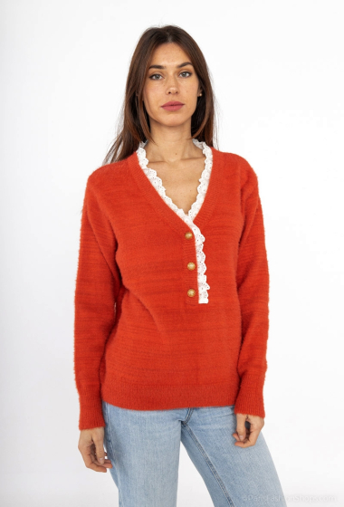 Wholesaler M&G Monogram - Buttoned sweater with lace at the collar