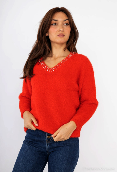 Wholesaler M&G Monogram - V-neck sweater with pearls and Diam's