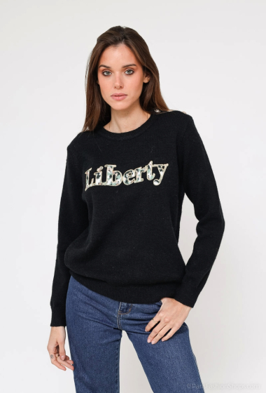 Wholesaler M&G Monogram - Embroidered “LIBERTY” sweater with buttons